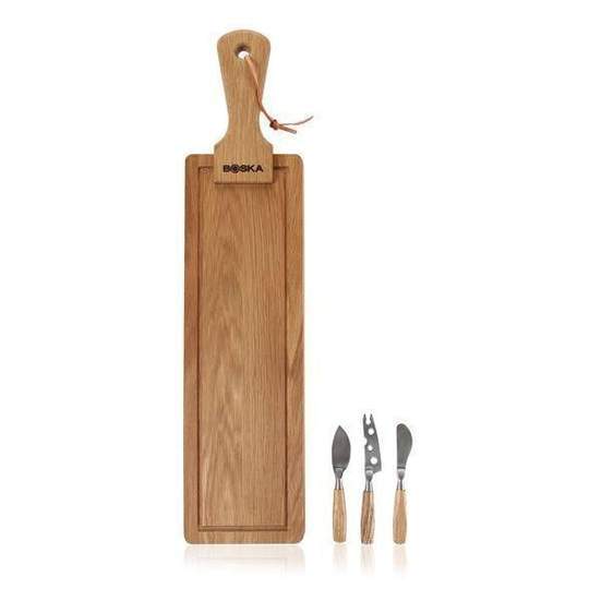 Boska oak wood cheese board set with matching cheese knives