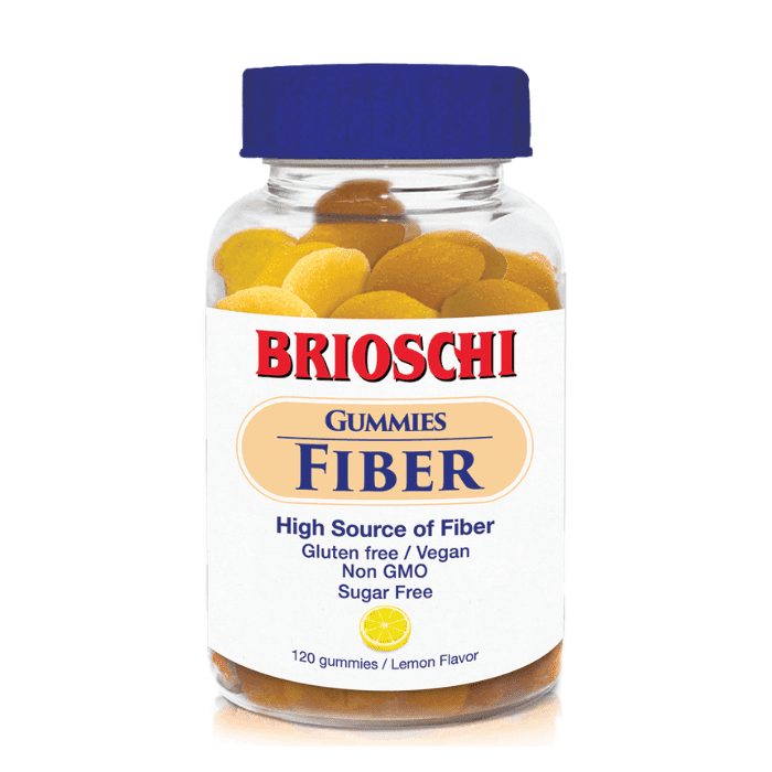 Brioschi Fiber Lemon Flavored Sugar Free Gummies, 120 Count Health & Beauty Brioschi 