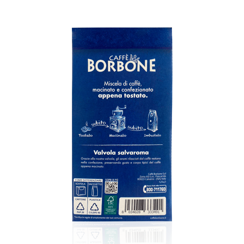 Caffe Borbone Ground Coffee (Blue) - 8.8 Ounce Bricks (4)