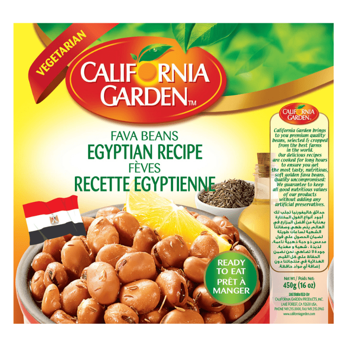 California Garden Egyptian Recipe Ready to Eat Fava Beans, 16 oz Pantry California Garden 