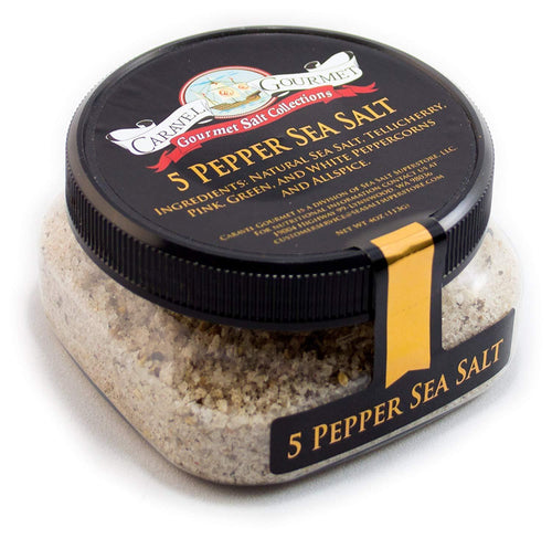 Caravel Gourmet 5 Pepper Sea Salt, Stackable Jars, 4 oz Pantry Caravel Gourmet 