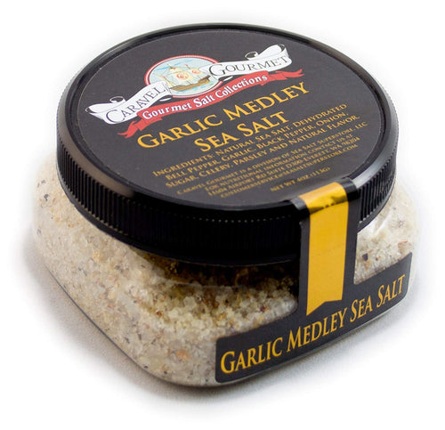 Caravel Gourmet Garlic Medly Fine Sea Salt, Stackable Jars, 4 oz Pantry Caravel Gourmet 