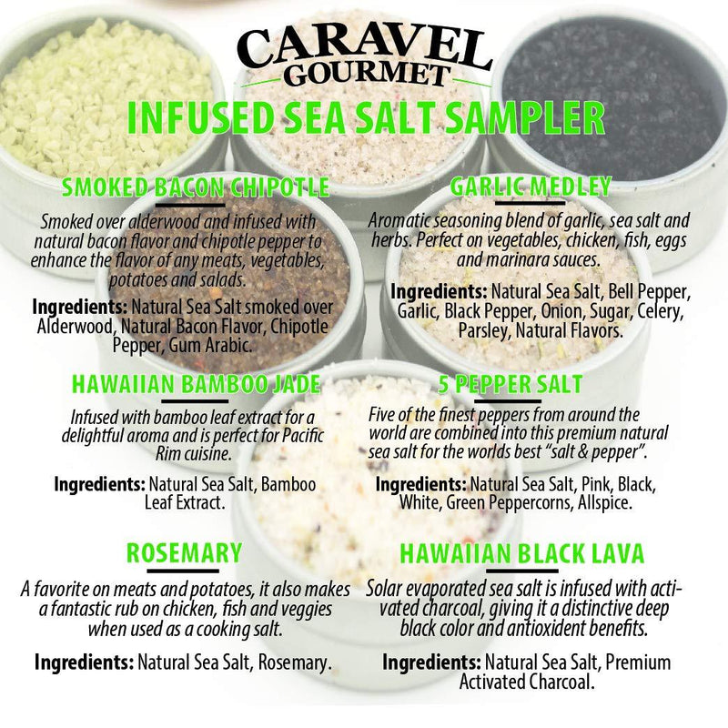 Caravel Gourmet Infused Salt Sampler, 6 Tins Pantry Caravel Gourmet 