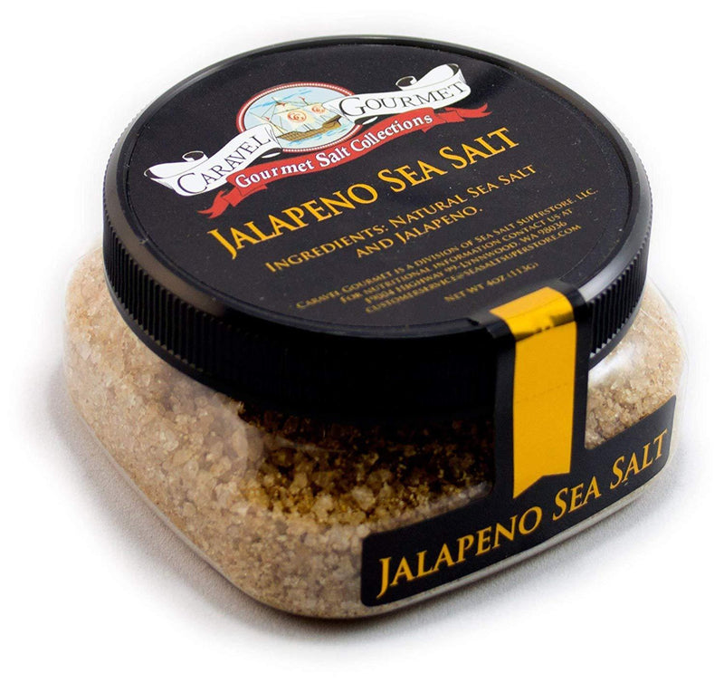 Caravel Gourmet Jalapeno Sea Salt, Stackable Jars, 4 oz Pantry Caravel Gourmet 