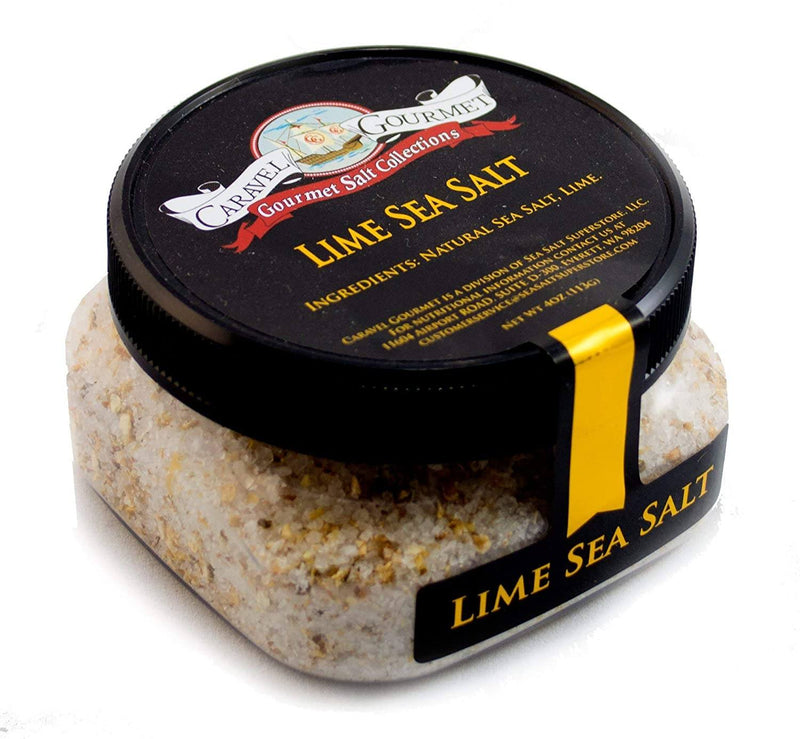 Caravel Gourmet Lime Sea Salt, Stackable Jars, 4 oz Pantry Caravel Gourmet 