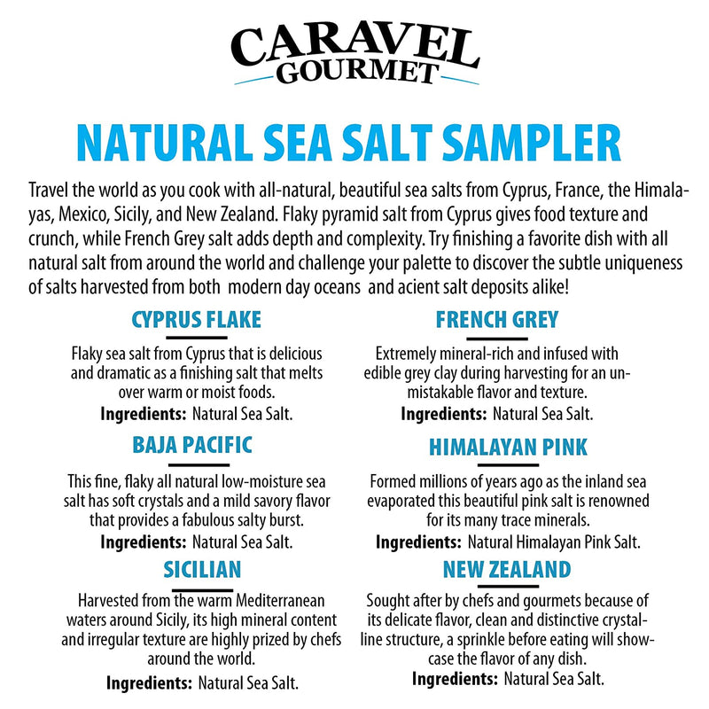 Caravel Gourmet Natural Salt Sampler, 6 Tins, 0.5 oz Pantry Caravel Gourmet 