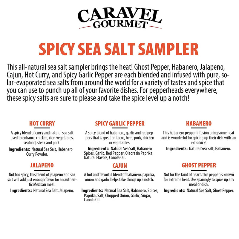 Caravel Gourmet Spicy Salt Sampler, 6 Tins, 0.5 oz Pantry Caravel Gourmet 