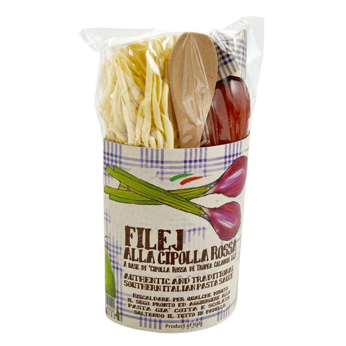 Casarecci Fileja Pasta with Tropea Onion Sauce Pasta Gift Kit With Wooden Spoon Pasta & Dry Goods Casarecci 