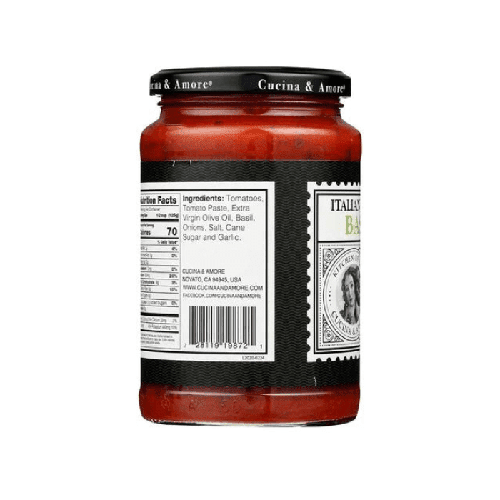 Cucina & Amore Basilico Pasta Sauce, 16.8 oz Sauces & Condiments Cucina & Amore 
