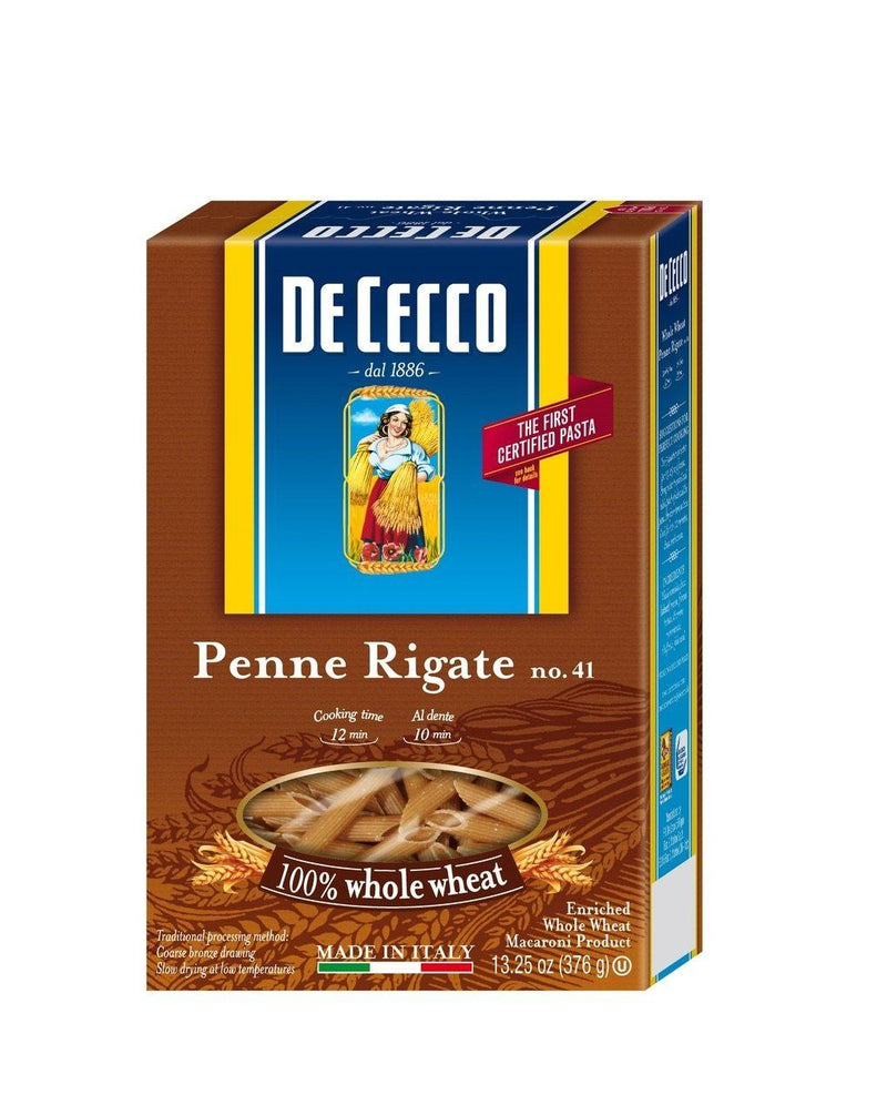De Cecco 100% Whole Wheat Penne Rigate Pasta, 13.25 oz