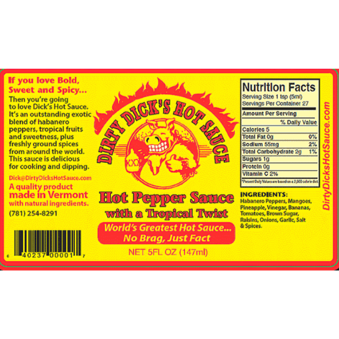 Dirty Dick's Hot Pepper Sauce with Tropical Twist, 5 oz Sauces & Condiments Dirty Dick's 