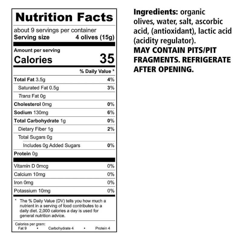 Divina Organic Pitted Castelvetrano Olives in Jar, 10.6 oz