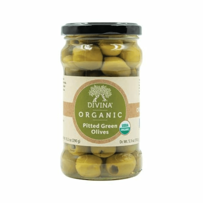 Divina Organic Pitted Green Olives in Jar, 10.2 oz | Supermarket Italy