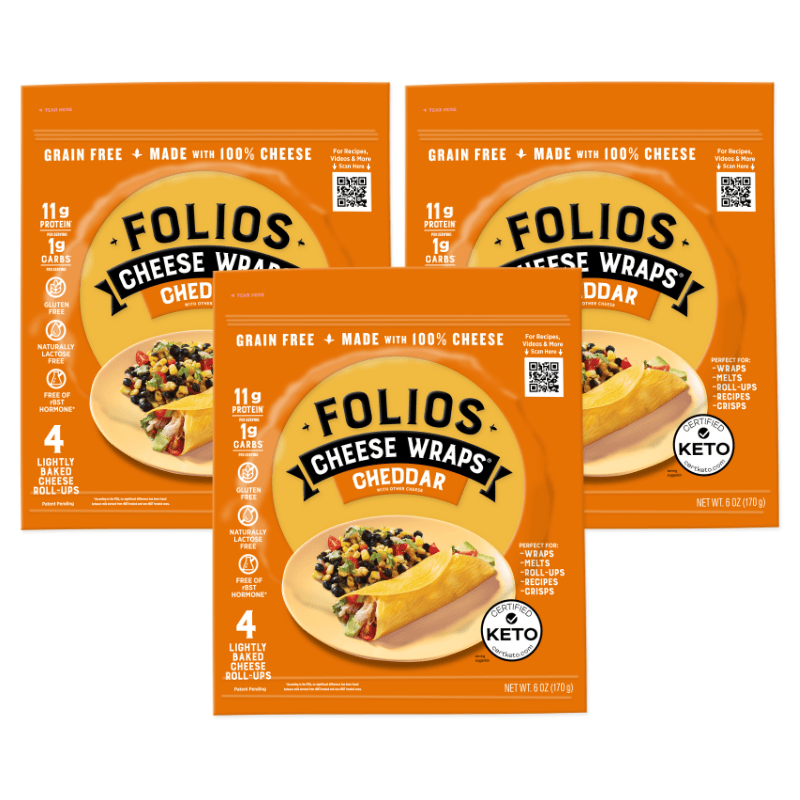 Folios All Natural Cheddar Cheese Wraps, 6 oz [Pack of 3] Cheese Folios 