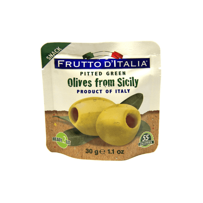 Frutto D’Italia Pitted Green Olives, 1.1 oz Olives & Capers Frutto D’Italia 