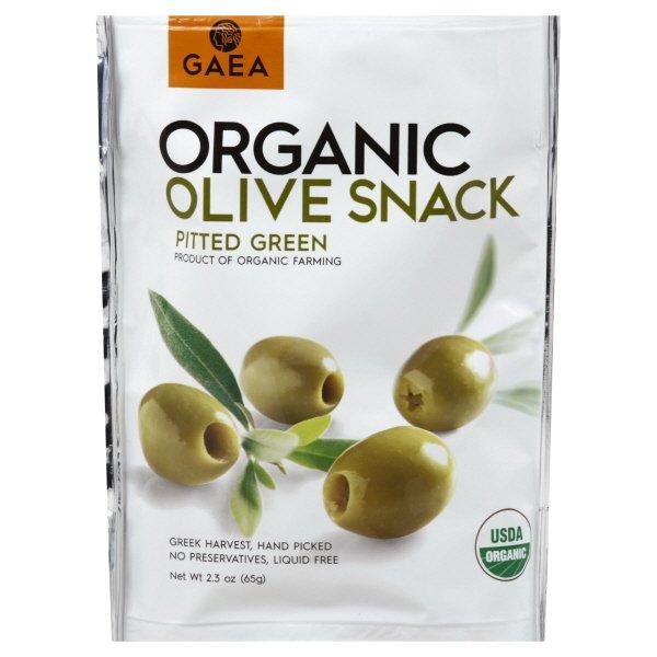 Gaea Olive Snack Organic Pitted Green Olives, 2.3 oz