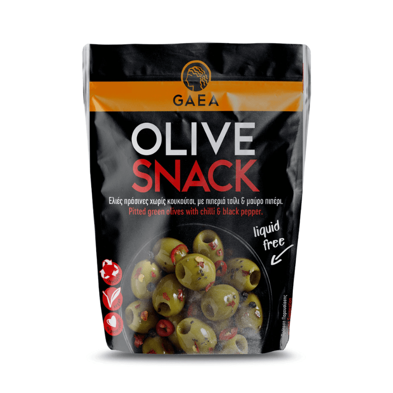 Gaea Pitted Greek Olives Marinated with Chili & Black Pepper, 2.3 oz Sweets & Snacks Gaea 