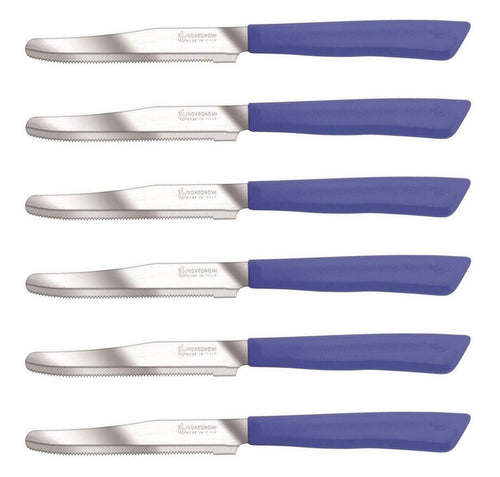 Inoxbomi Italian Table Stainless Steel Knife 11 cm Blue, Set of 6