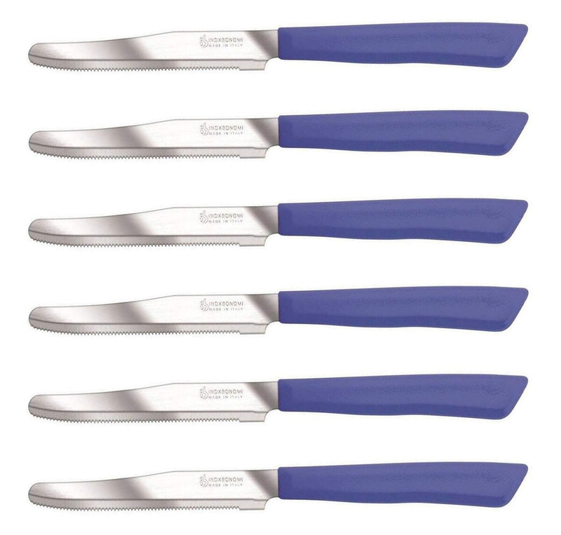 Inoxbonomi Italian Table Stainless Steel Knife 11 cm Blue, Set of 6