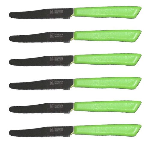 Inoxbomi Italian Table Stainless Steel Knife 11 cm Green, Set of 6