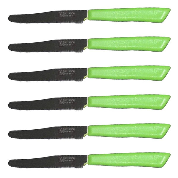 Inoxbonomi Italian Table Stainless Steel Knife 11 cm Green, Set of 6