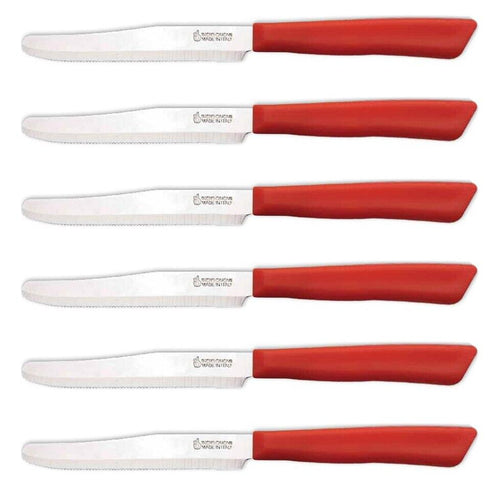 Inoxbomi Italian Table Stainless Steel Knife 11 cm Red, Set of 6