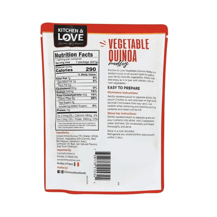 Kitchen & Love Ready to Heat Vegetable Quinoa Medley, 8 oz Pasta & Dry Goods Kitchen & Love 