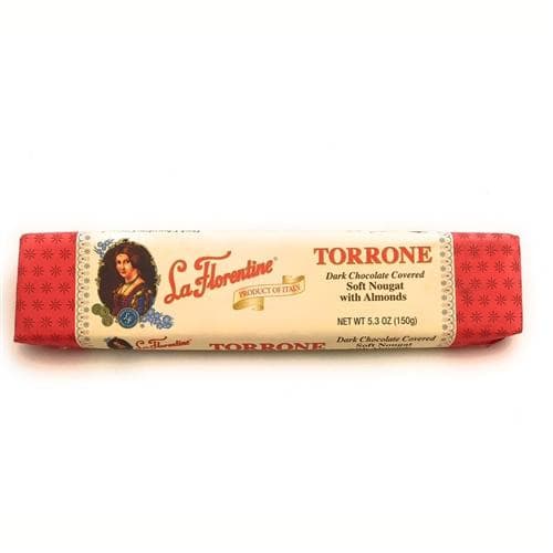 La Florentine Dark Chocolate Covered Soft Nougat with Almonds Torrone Bar, 5.3 oz