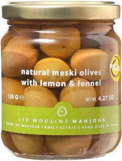 Les Moulins Mahjoub Natural Meski Olives with Lemon & Fennel - 125g
