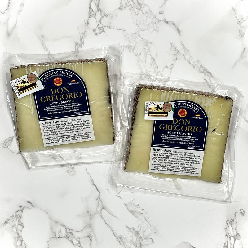 Manchego 3 Months Aged Cheese Wedge, 8.8 oz (PACK of 2) Cheese Don Gregorio 