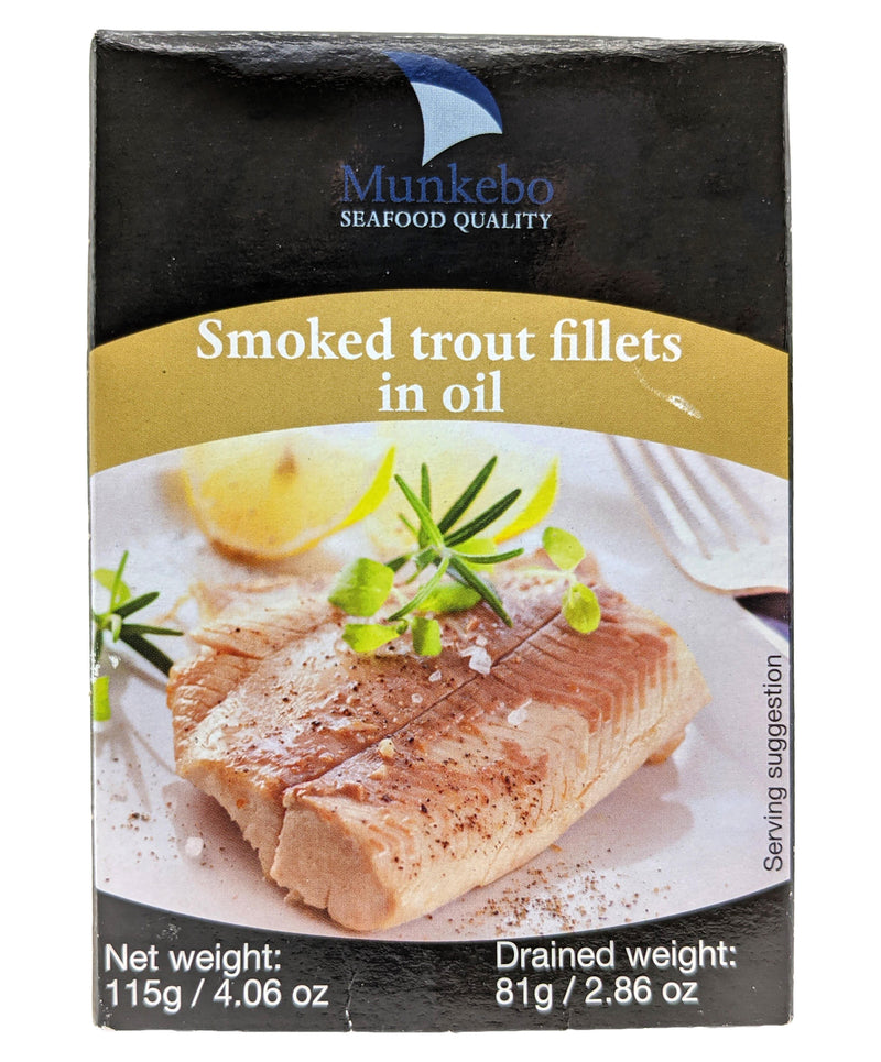Munkebo Smoked Trout Fillets in Oil, 4.6 oz Seafood Munkebo 