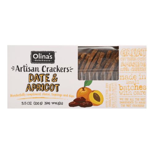 Olina's Bakehouse Date and Apricot Artisan Cracker, 3.5 oz Sweets & Snacks Olina's Bakehouse 
