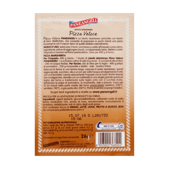 Paneangeli Instant Yeast Mix for Pizza, 26g Pantry Paneangeli 