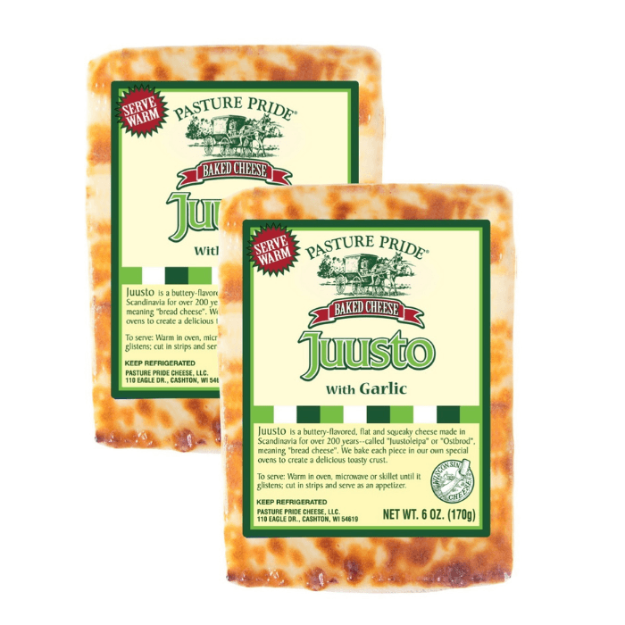 Pasture Pride Juusto Baked Cheese with Garlic, 6 oz [Pack of 2]