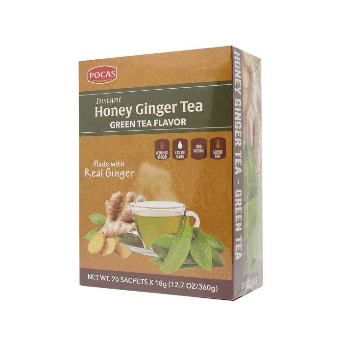 Pocas Original Honey Ginger Tea with Green Tea , 12.7 oz Coffee & Beverages Pocas 