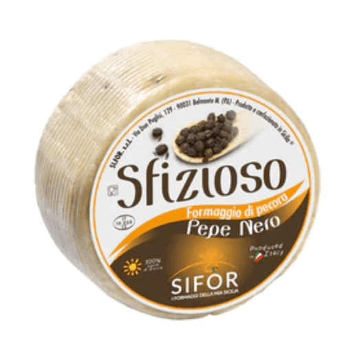 Primo Sale Sicilian Pecorino Pepato With Black Pepper Cheese Wheel, 2 Lbs Cheese Sifor 