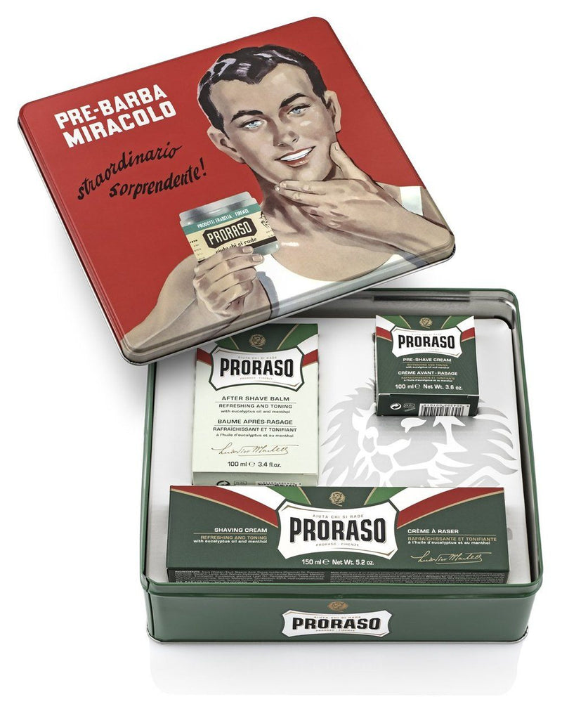 Proraso Vintage Gino Tin Gift Set - Refreshing and Toning Formula