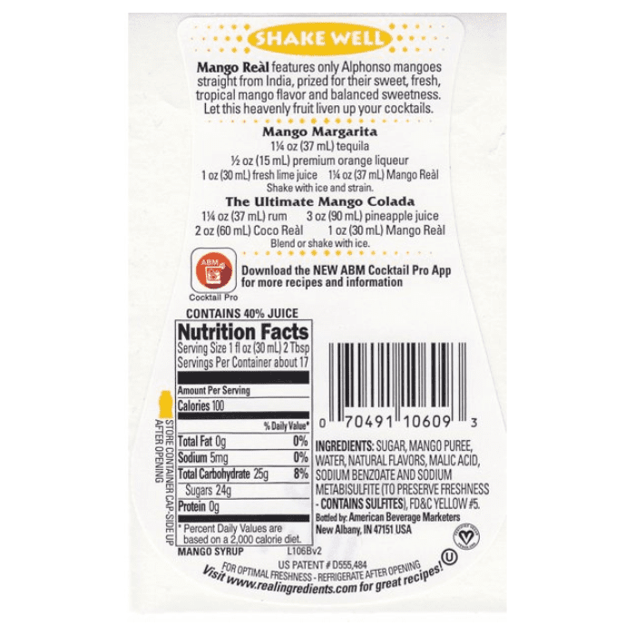 Reàl Mango Puree Infused Syrup, 16.9 oz | Supermarket Italy