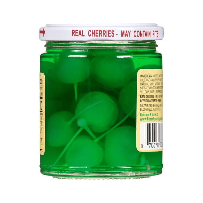 Reese - Green Maraschino Cherries with Stems, 10 oz Reese - Green Maraschino Cherries with Stems, 10 oz