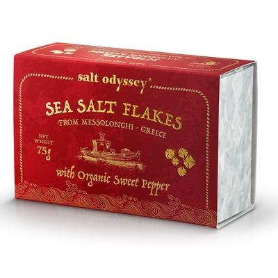 Salt Odyssey Sea Salt Flakes with Organic Sweet Pepper Paprika, 2.6 oz (75 g) Pantry Salt Odyssey 