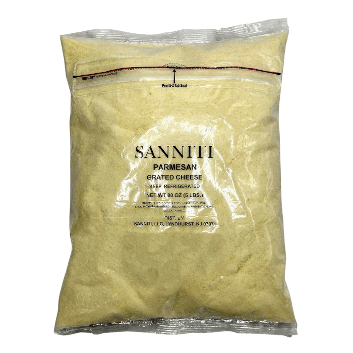 Sanniti Grated Parmesan Cheese Bag, 5 lb. Cheese Sanniti 