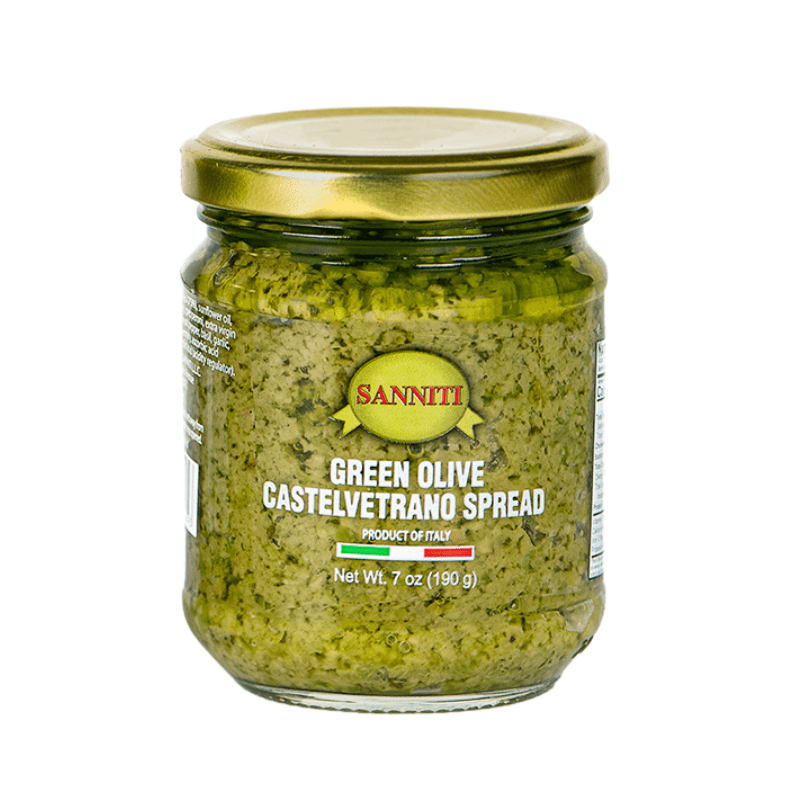 Sanniti Green Castelvetrano Olive Spread Jar, 7 oz (190 g) Pantry Sanniti 