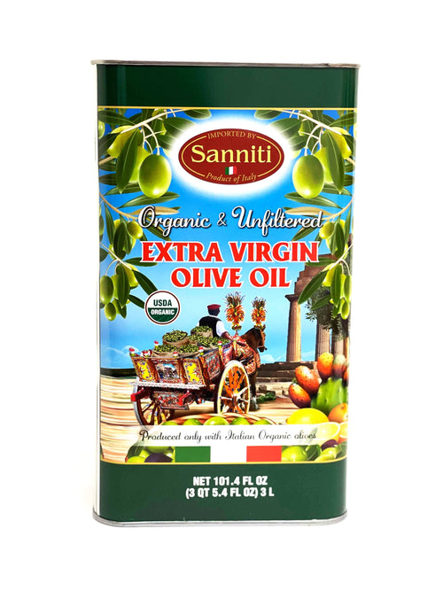 Sanniti Organic Unfiltered Extra Virgin Olive Oil Tin, 3 Liter Oil & Vinegar Sanniti 