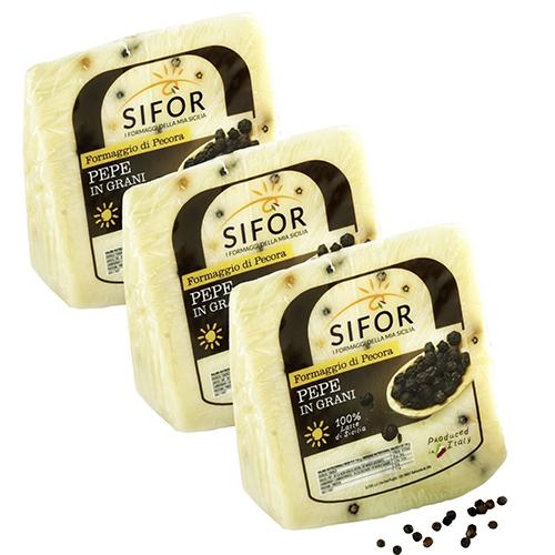 Sifor Pecorino Pepato With Black Pepper Cheese Wedge, 14.8 oz [Pack of 3] Cheese Sifor 