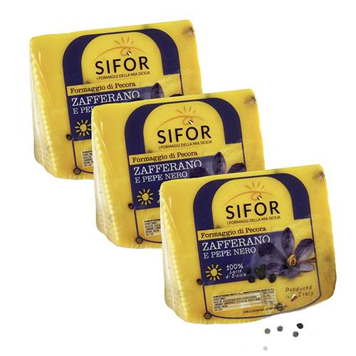 Sifor Pecorino Zafferano e Pepe Nero Wedge, 15.5 oz [Pack of 3] Cheese Sifor 