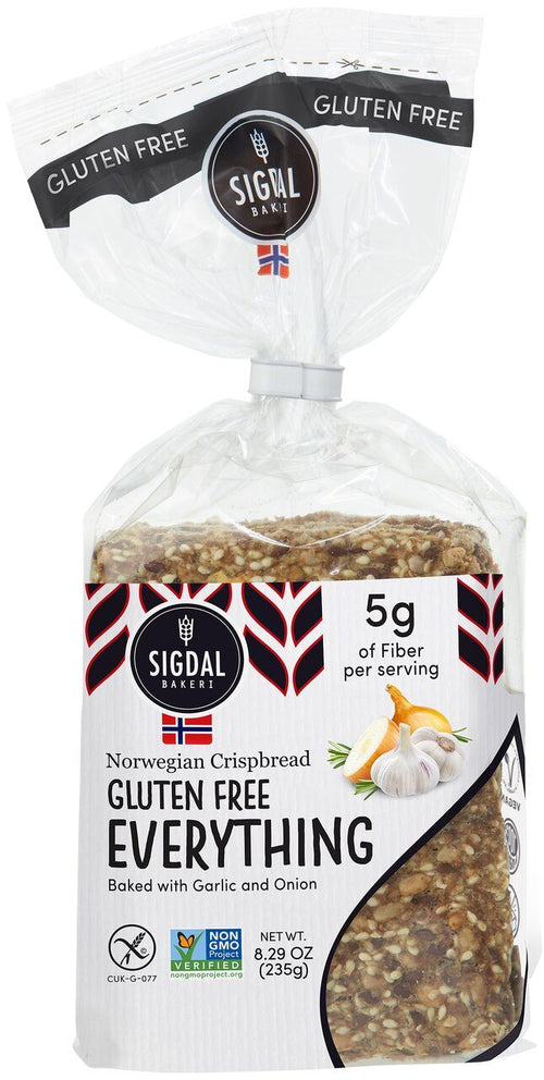 Sigdal Bakeri Gluten Free Wholegrain Crispbread with Garlic and Onion, 8.29 oz