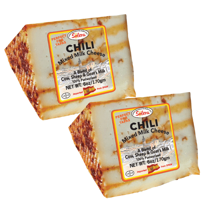 Solera Chili Mixed Milk Cheese Wedge, 6 oz [Pack of 2] Cheese Solera 