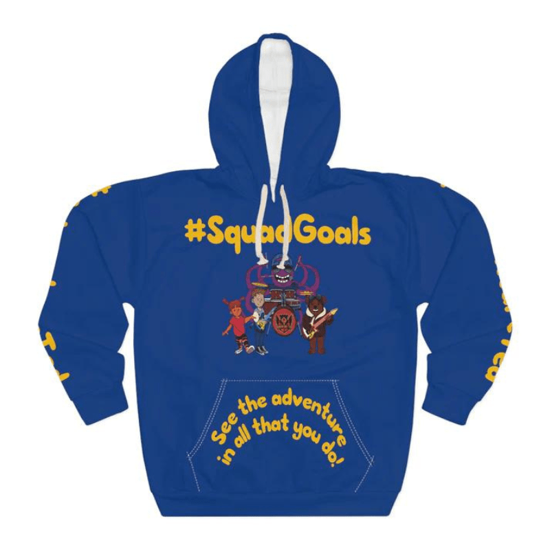 #SquadGoals Adventure Ted AOP Unisex Pullover Hoodie - Blue