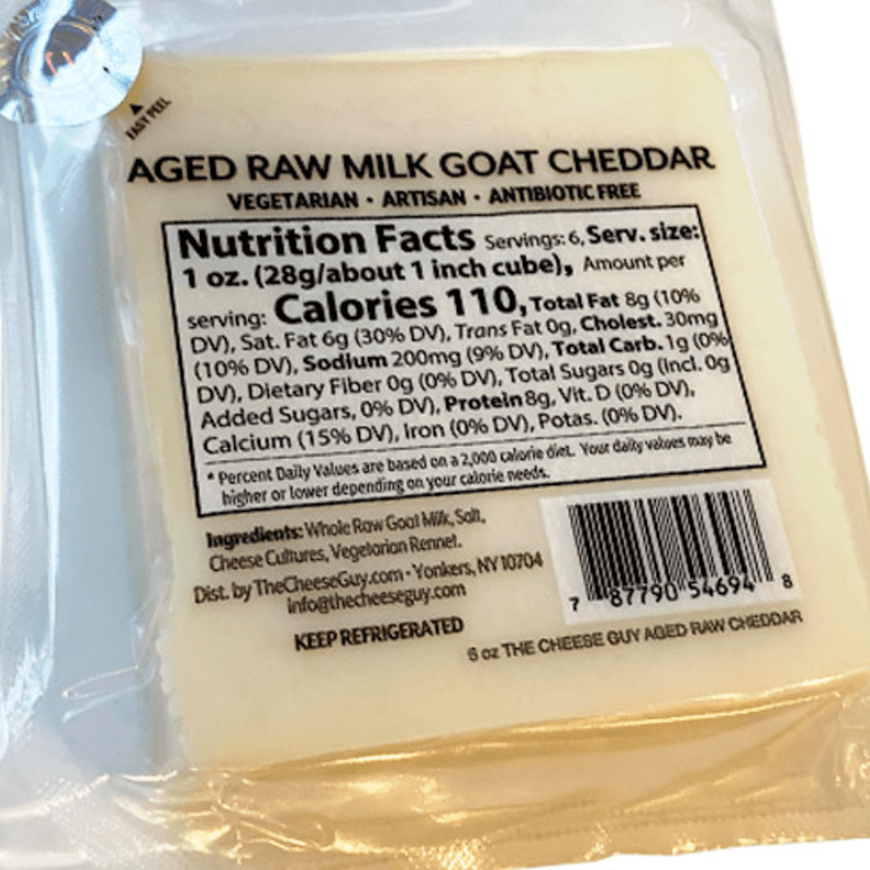 The Cheese Guy Kosher Raw Milk Goat Cheddar Cheese, 6 oz [Pack of 3] Cheese The Cheese Guy 