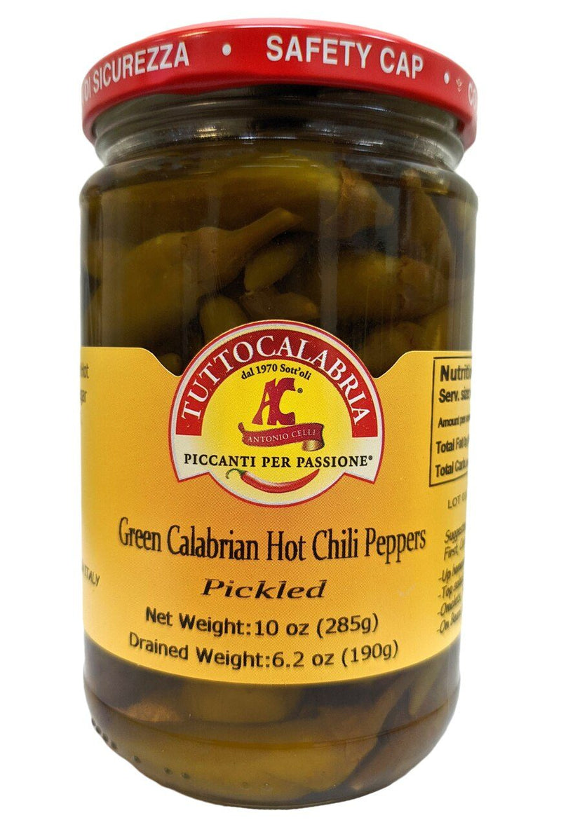 Tutto Calabria Green Hot Long Chili Peppers, 10.2 oz